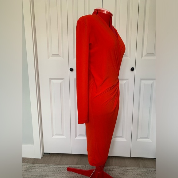 Red InWear bodycon wrap midi dress size S - Picture 3 of 7